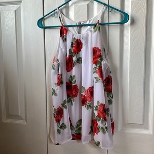 White tank top with roses print